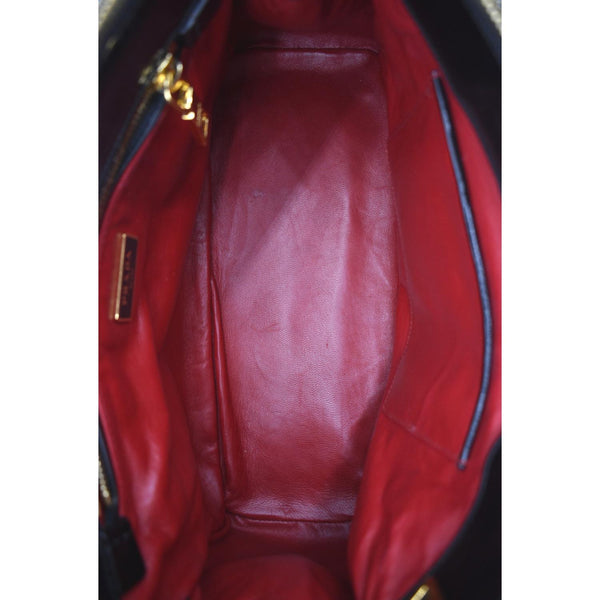 Prada Double Zip Patent Leather Shoulder Bag Black - Inside