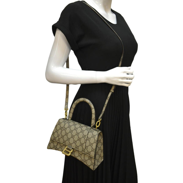 Gucci x Balenciaga Hourglass GG Supreme Shoulder Bag - Full View