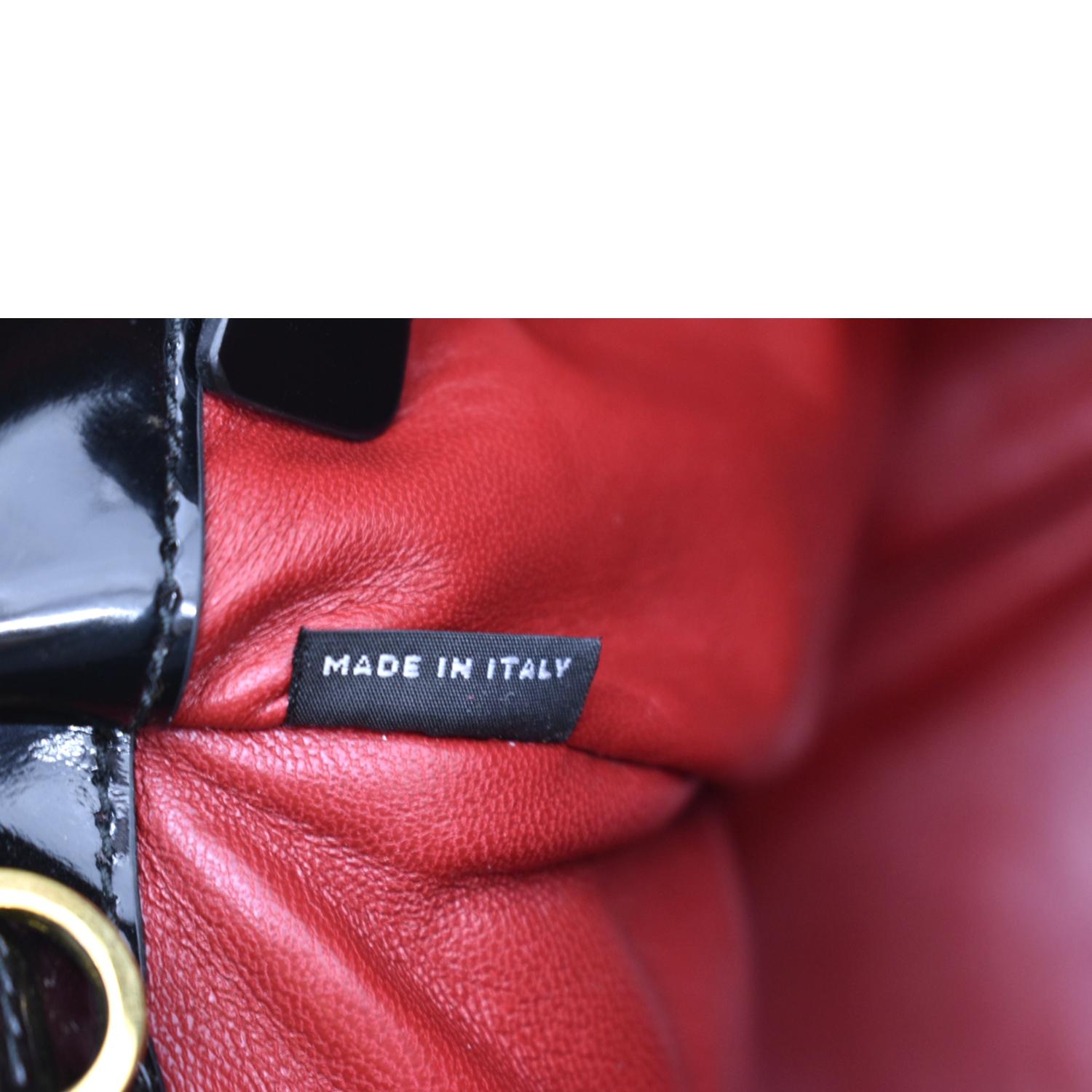 Prada Double Zip Patent Leather Shoulder Bag Black