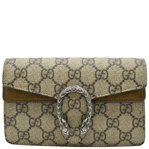 GUCCI Dionysus Super Mini GG Supreme Canvas Crossbody Bag Taupe 476432