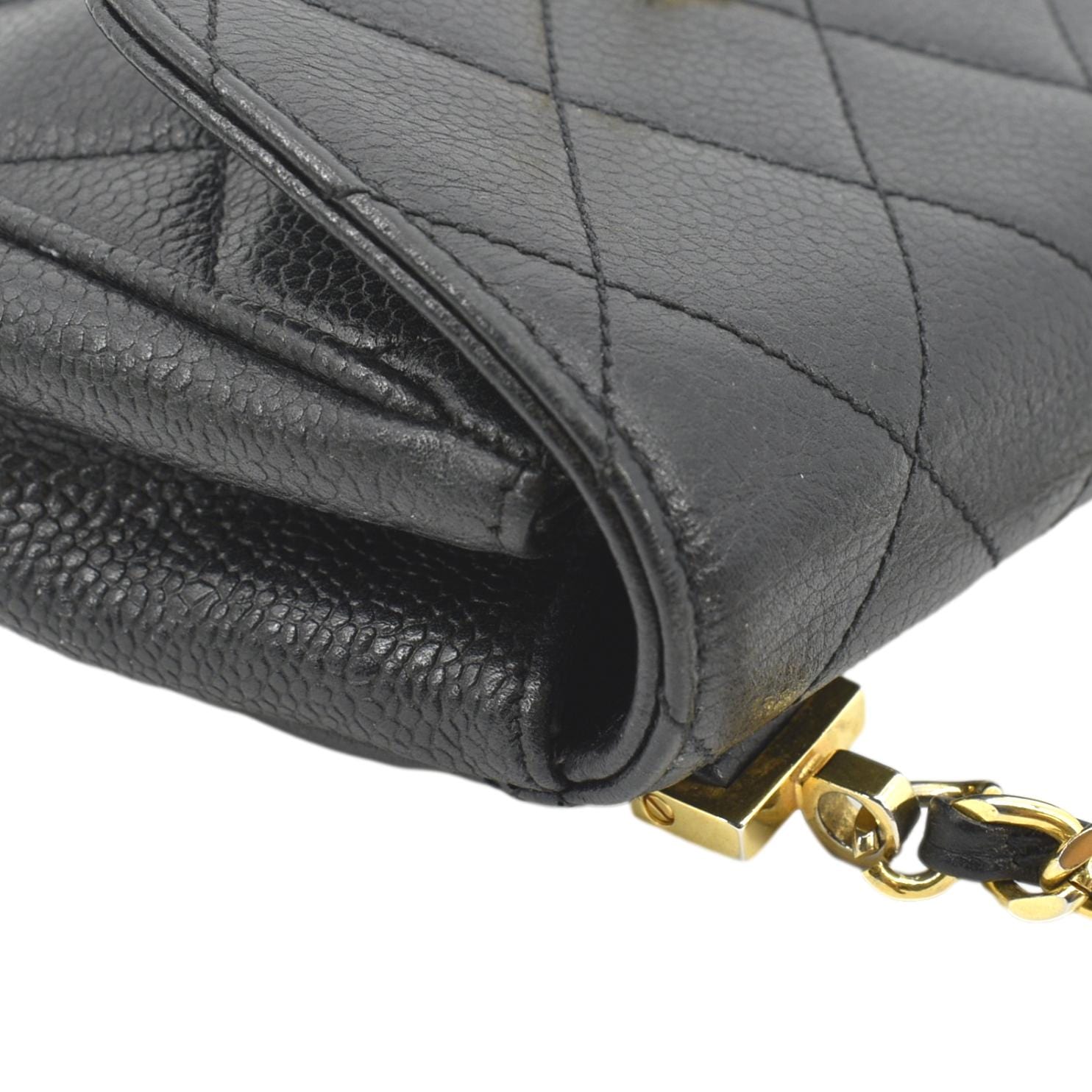 CHANEL Round Flap Vintage Quilted Caviar Leather Crossbody