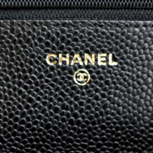 CHANEL Boy Woc Caviar Leather Wallet On Chain Clutch Bag Black