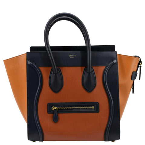 CELINE Luggage Calfskin Leather Tote Bag Tri-Color