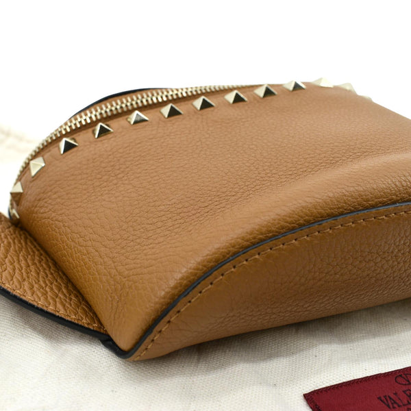 Valentino Spike Leather Belt Bag in Camel Color - Bottom Left