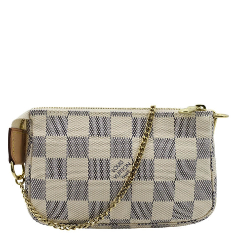 LOUIS VUITTON Mini Pochette Damier Azur Accessoires Pouch White