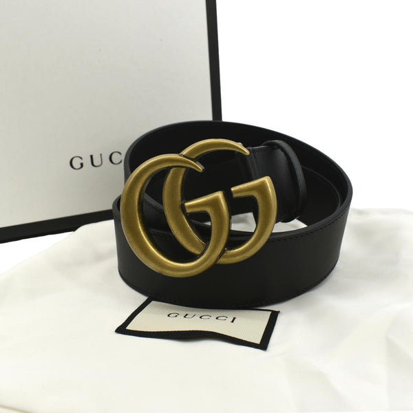 Gucci Double G Buckle Leather Belt Size 80.32 Black - Product