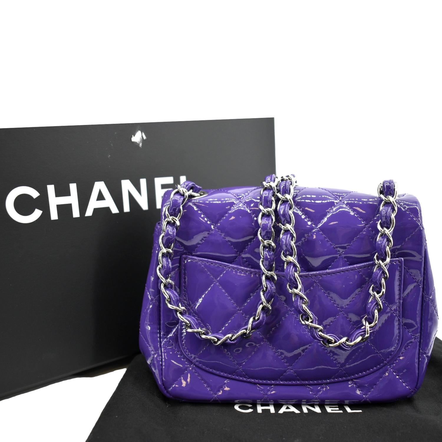 chanel handbag purple leather