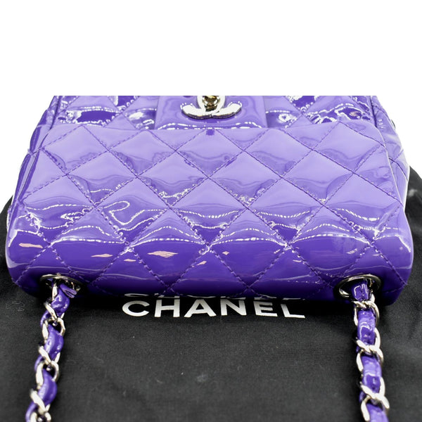 Chanel chevron Mini Flap Patent Calfskin Leather Shoulder Bag - Top