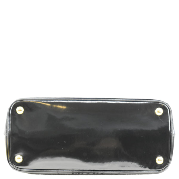 Prada Double Zip Patent Leather Shoulder Bag Black - Bottom