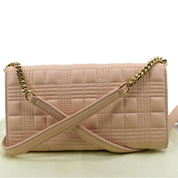 BURBERRY Tb Lola Quilted Lambskin Chain Shoulder Bag Beige