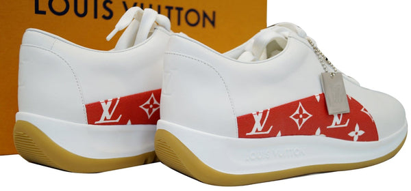 LOUIS VUITTON White/Red Supreme X Sneakers 9.1/2