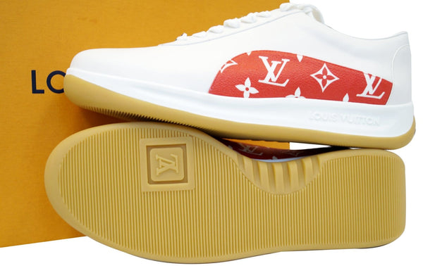 LOUIS VUITTON White/Red Supreme X Sneakers 9.1/2