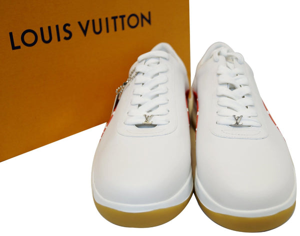 LOUIS VUITTON White/Red Supreme X Sneakers 9.1/2