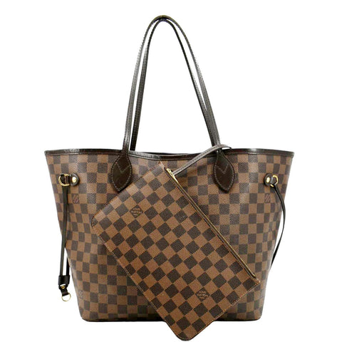 LOUIS VUITTON Neverfull MM Damier Ebene Shoulder Bag Brown