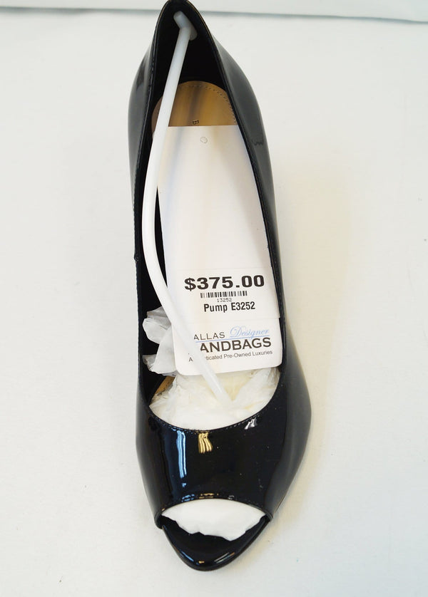 BOTTEGA VENETA Patent Leather Woven Peep Toe Pump Black 9.5 New