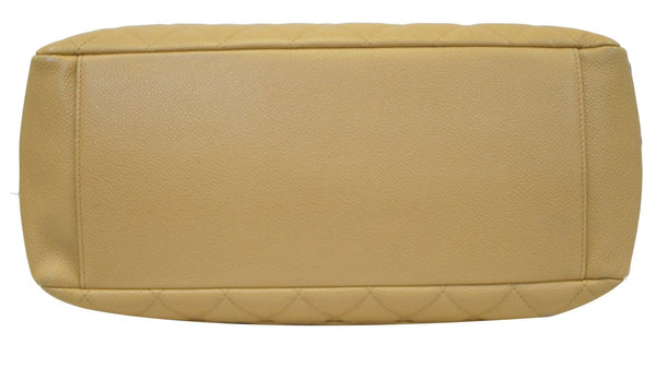 CHANEL Beige Caviar Leather Shopping Tote Bag