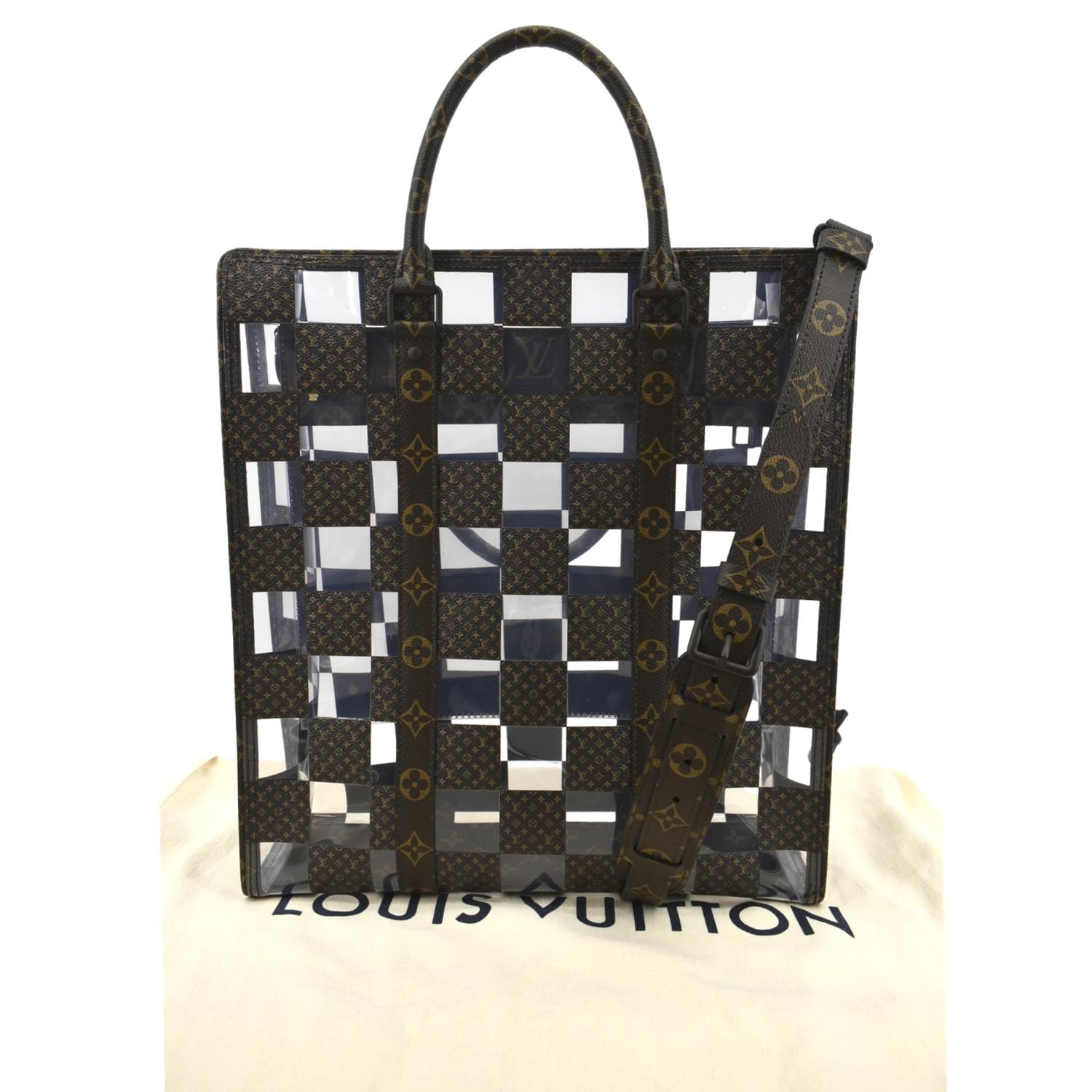 Louis Vuitton Sac Plat Chess PVC Monogram Shoulder Bag