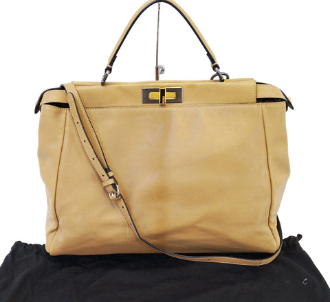 FENDI Brown Ombre Leather Peekaboo Large Satchel Bag