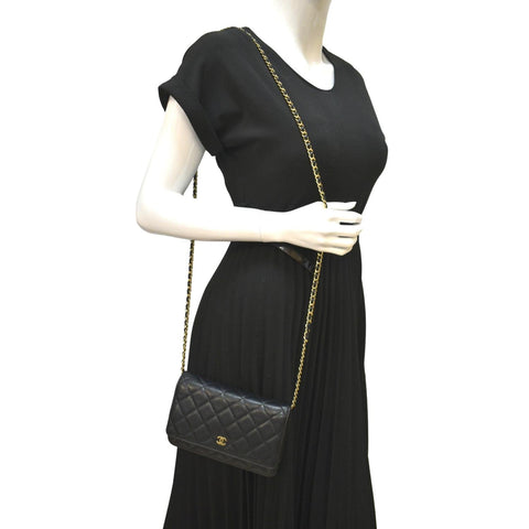 CHANEL Boy Woc Caviar Leather Wallet On Chain Clutch Bag Black