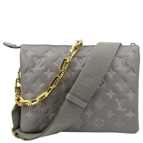 LOUIS VUITTON Coussin PM Monogram Embossed Shoulder Bag Grey