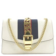 GUCCI Sylvie Super Mini Leather Crossbody Bag White 494646