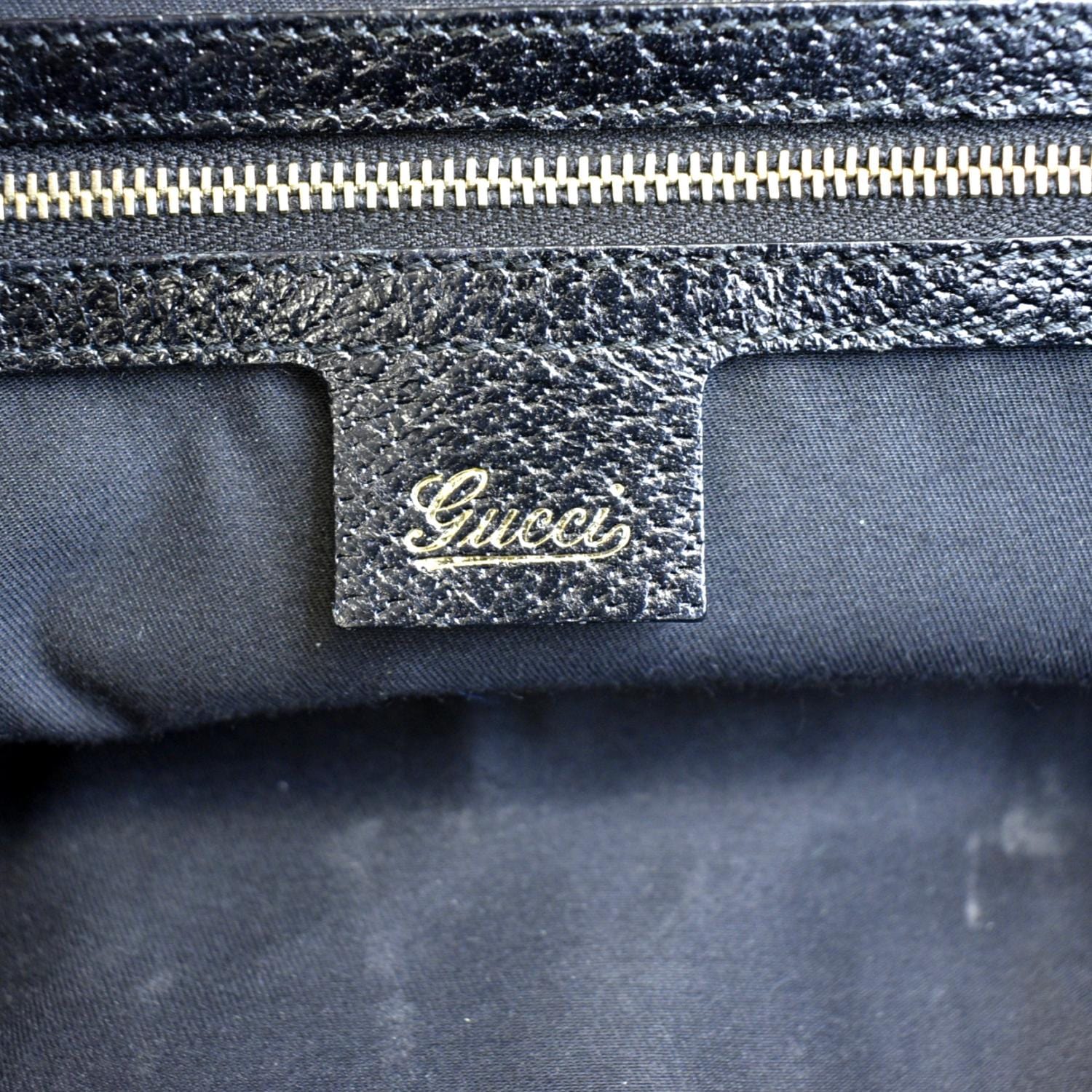 Gucci Bamboo Black Monogram Leather Bullet Shoulder Bag Purse