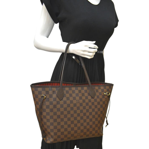 LOUIS VUITTON Neverfull MM Damier Ebene Shoulder Bag Brown