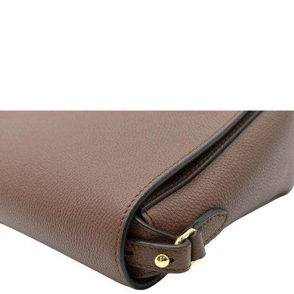 BURBERRY Check Note Grainy Leather Crossbody Bag Brown