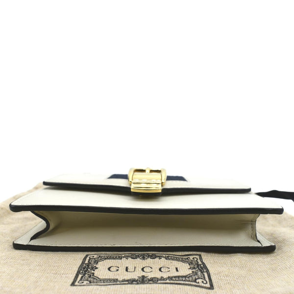 GUCCI Sylvie Super Mini Leather Crossbody Bag White 494646
