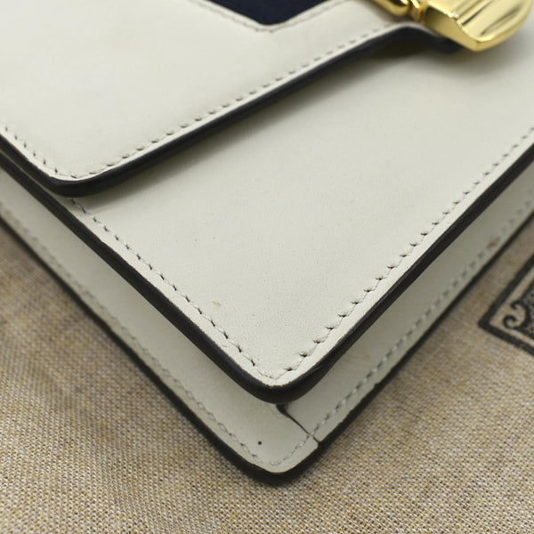 GUCCI Sylvie Super Mini Leather Crossbody Bag White 494646