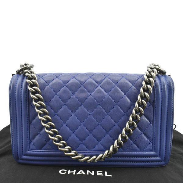 Chanel Boy Flap Calf Leather Crossbody Bag in Blue - Product