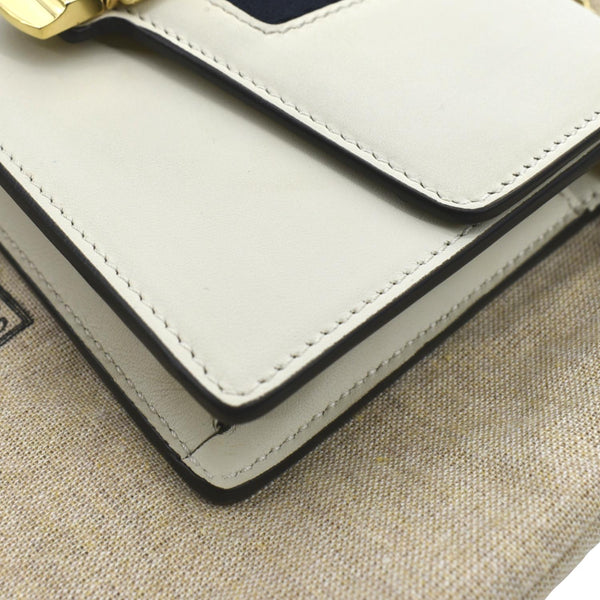 GUCCI Sylvie Super Mini Leather Crossbody Bag White 494646
