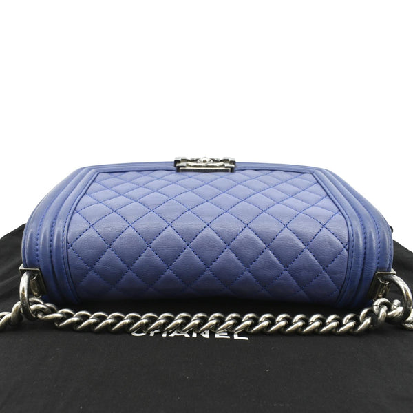 Chanel Boy Flap Calf Leather Crossbody Bag in Blue - Top