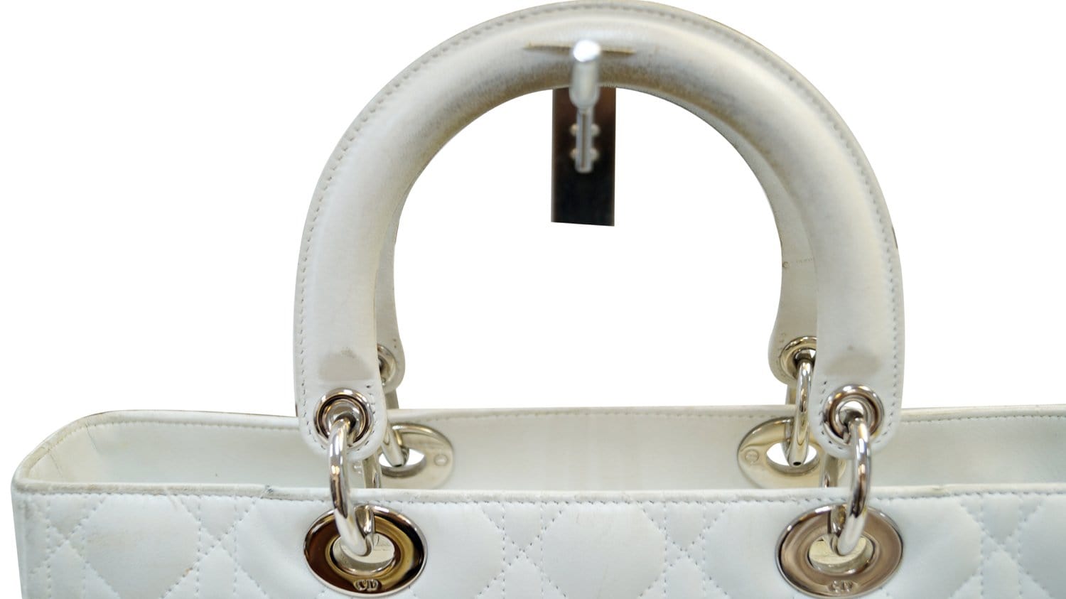 Lady dior leather handbag Dior White in Leather - 24852425