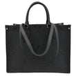 LOUIS VUITTON Onthego MM Giant Monogram Empreinte Leather Tote Shoulder Bag Black