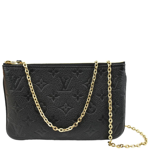 LOUIS VUITTON Double Zip Pochette Monogram Empreinte Crossbody Bag Black
