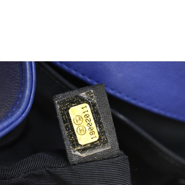 Chanel Boy Flap Calf Leather Crossbody Bag in Blue - Serial Number
