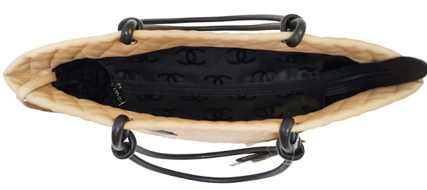 CHANEL Beige/Black Ligne Cambon Large Tote Bag