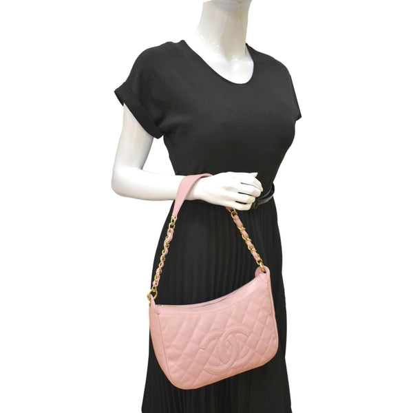 CHANEL Timeless CC Caviar Leather Flap Shoulder Bag Pink