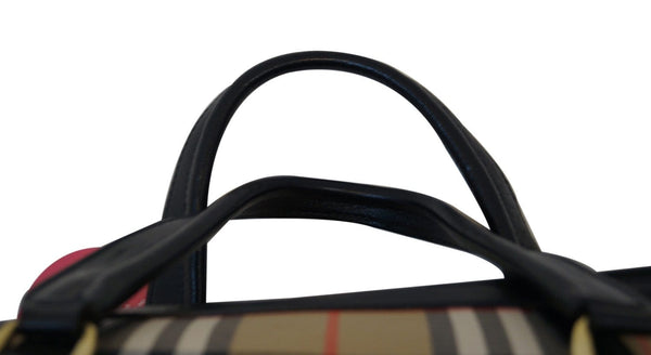BURBERRY Nova Check Canvas Leather Black Beige Travel Bag TT1182