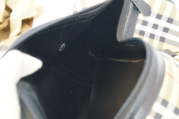 BURBERRY Nova Check Canvas Leather Black Beige Travel Bag TT1182