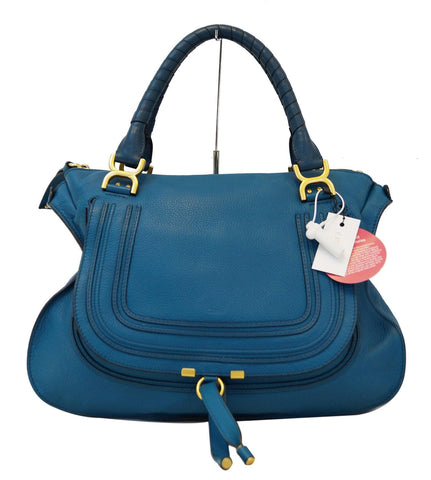 Chloé Marcie Large Laguna Blue Shoulder Handbag E2926
