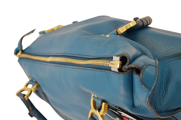 Chloé Marcie Large Laguna Blue Shoulder Handbag E2926