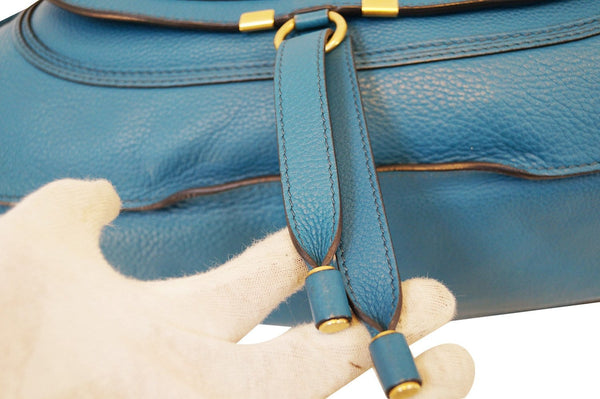 Chloé Marcie Large Laguna Blue Shoulder Handbag E2926