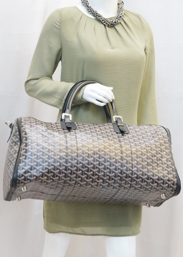 GOYARD Black Canvas Chevron Croisiere 50 Travel Bag