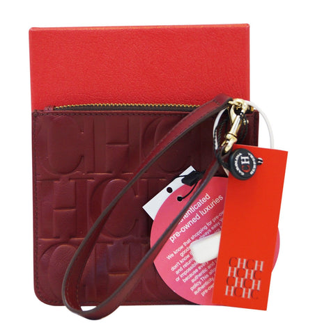 Carolina Herrera Red Leather Wristlet