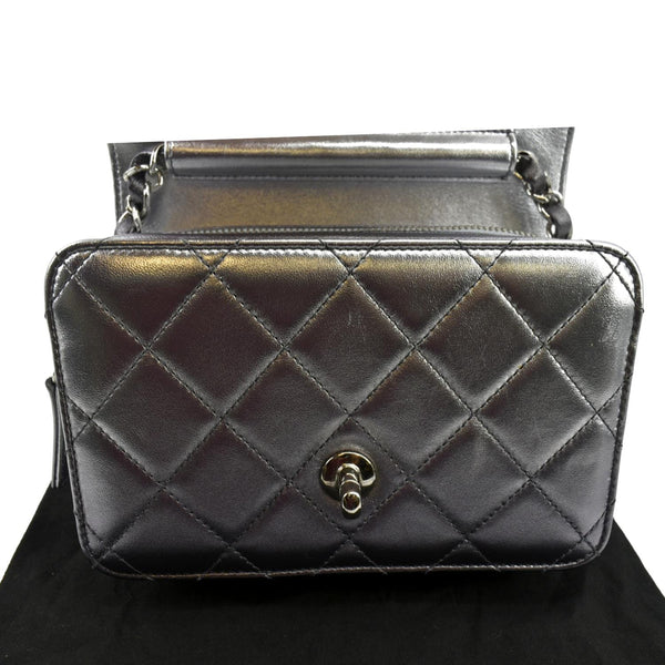 CHANEL Like a Wallet Quilted Lambskin Leather Shoulder Bag Gunmetal Metallic