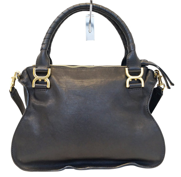 CHLOE Black Leather Marcie Large Shoulder Handbag