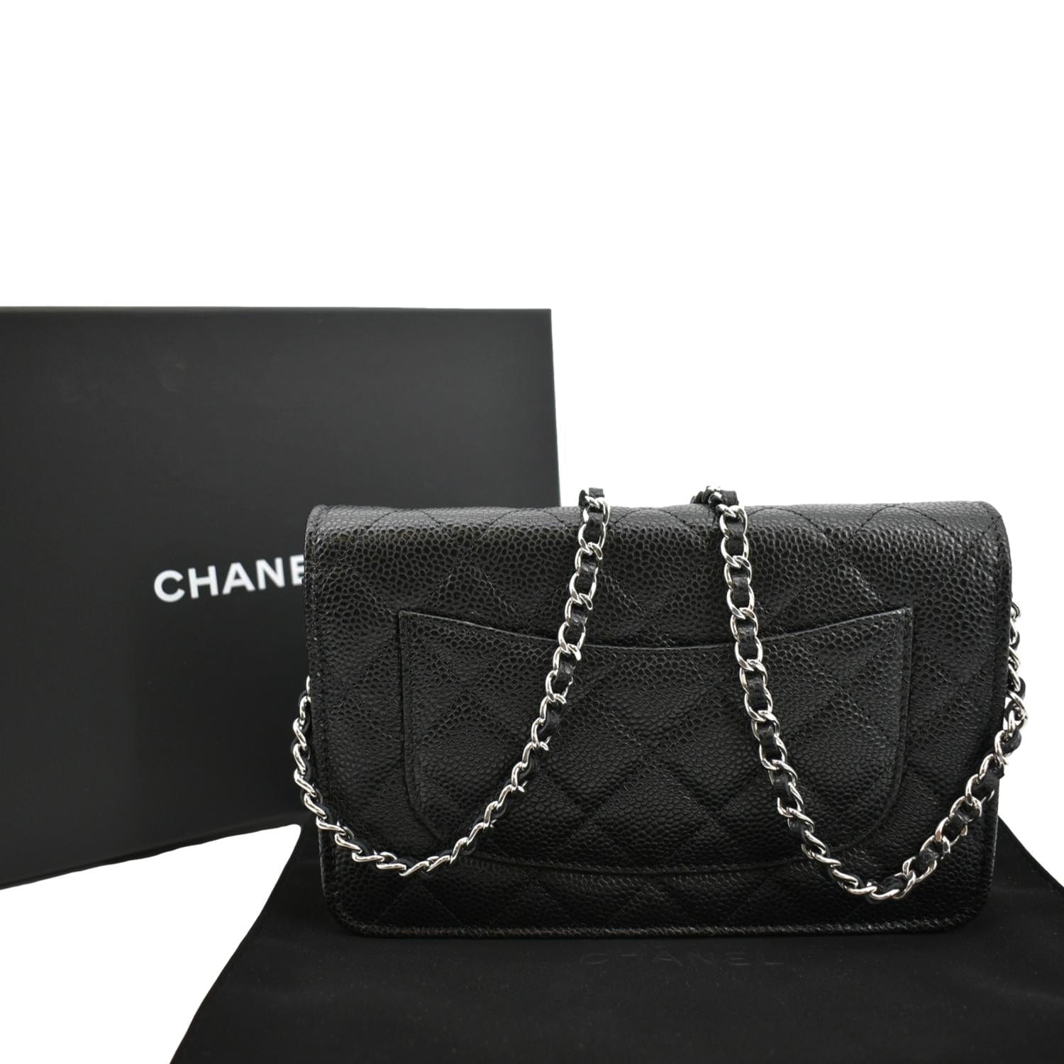 CHANEL Wallet On Chain Quilted Leather Crossbody Bag Black