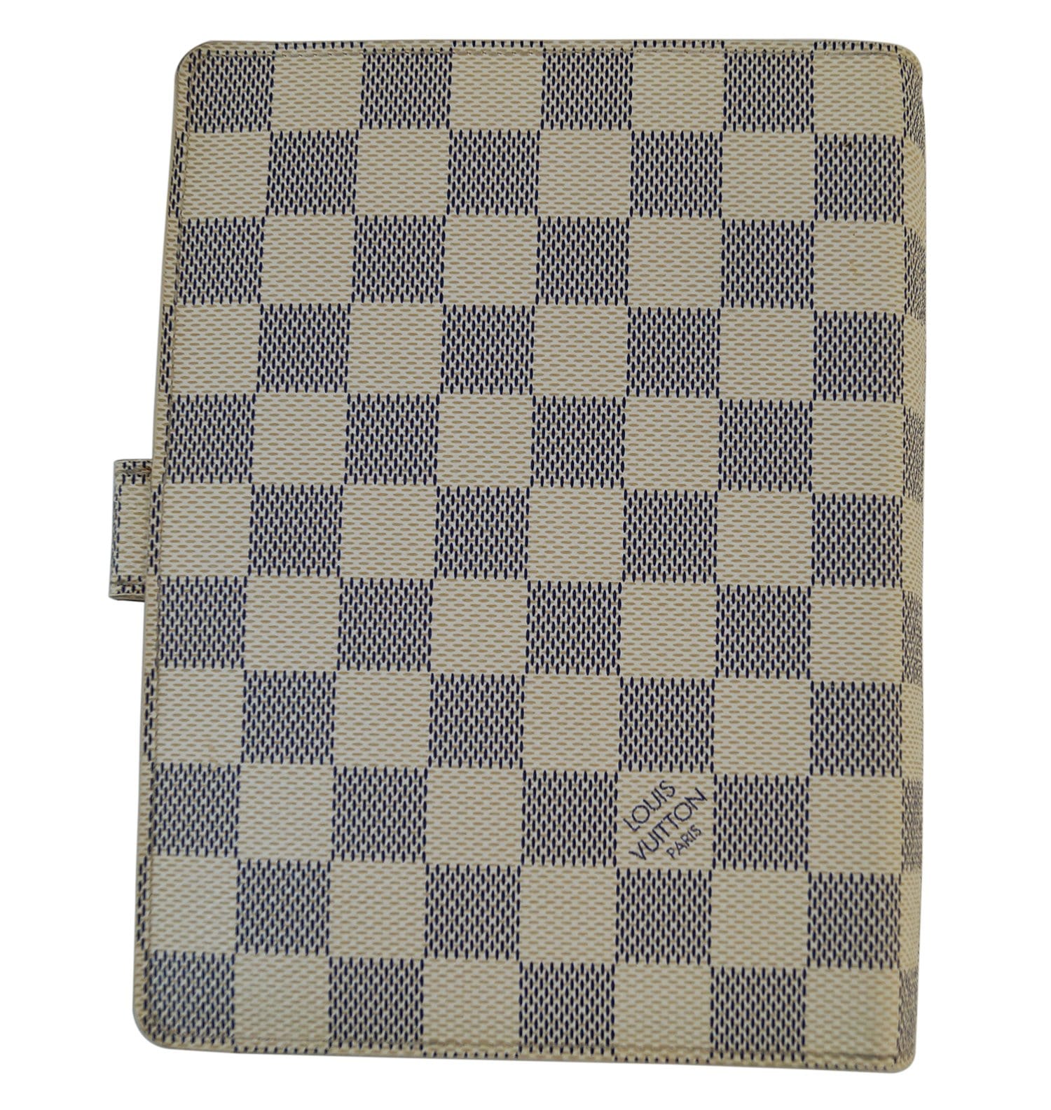 Small Ring Agenda Cover Damier Azur Canvas - Personalisation